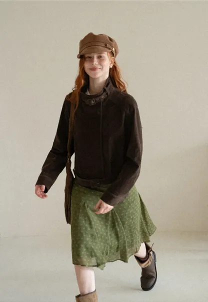 Velvet Stand Collar Short Jacket