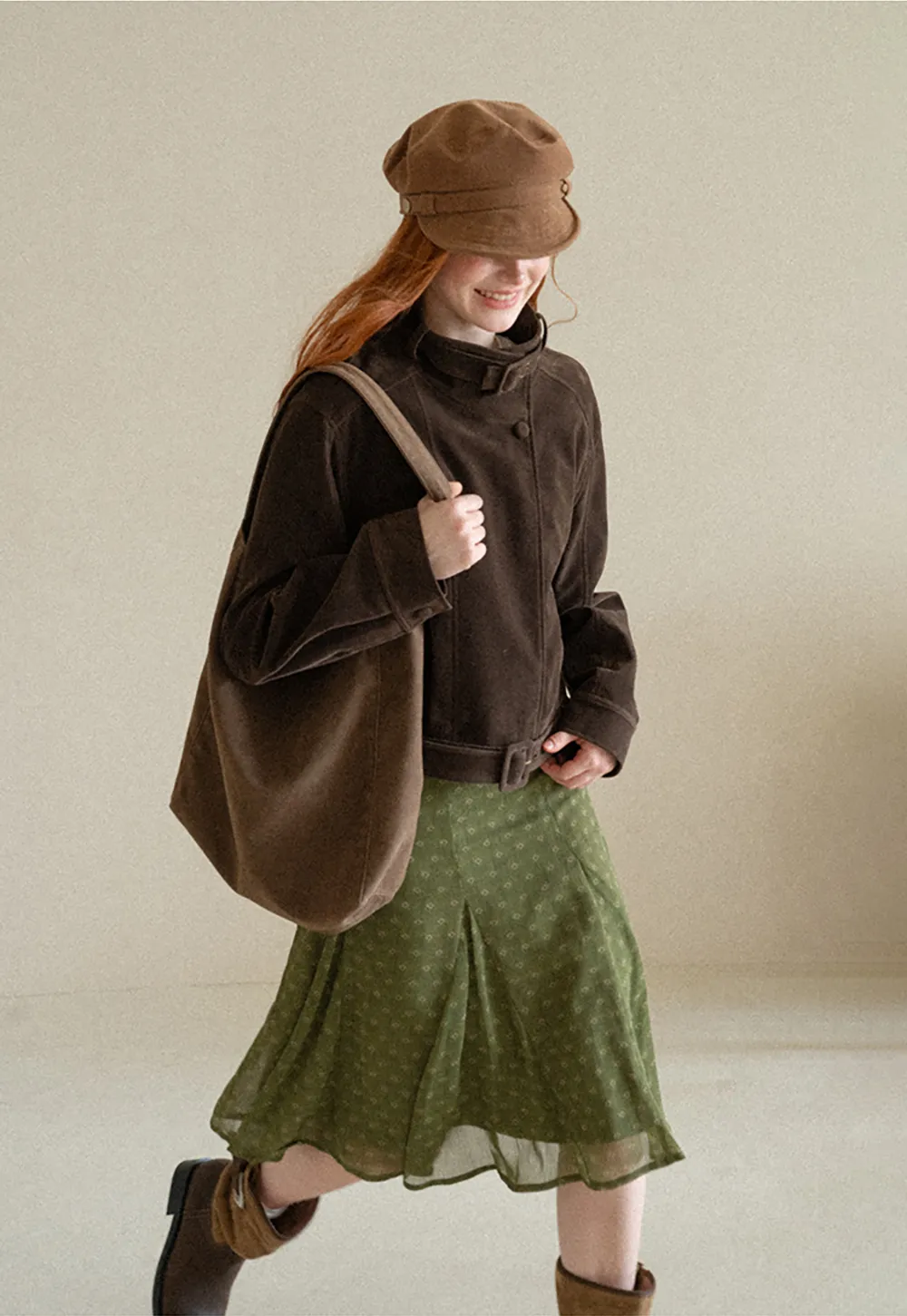 Velvet Stand Collar Short Jacket