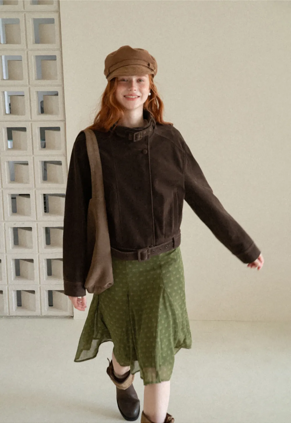 Velvet Stand Collar Short Jacket