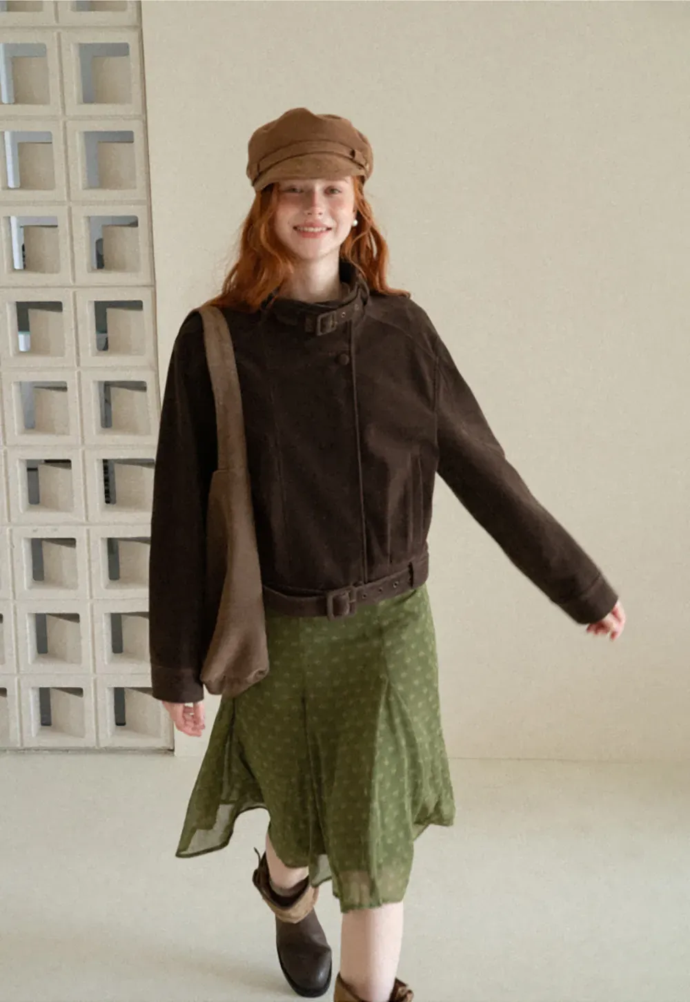 Velvet Stand Collar Short Jacket