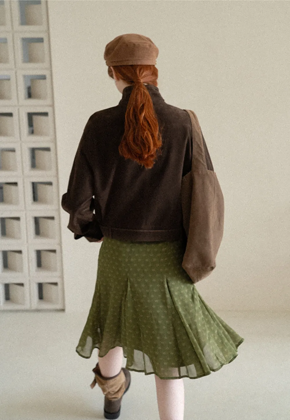 Velvet Stand Collar Short Jacket