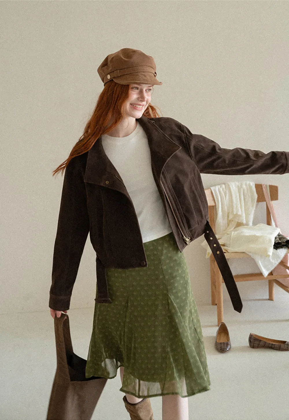 Velvet Stand Collar Short Jacket