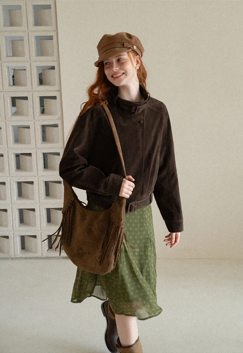 Velvet Stand Collar Short Jacket