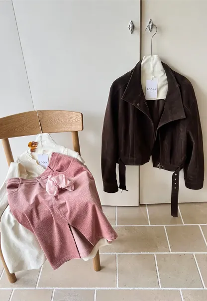 Velvet Stand Collar Short Jacket