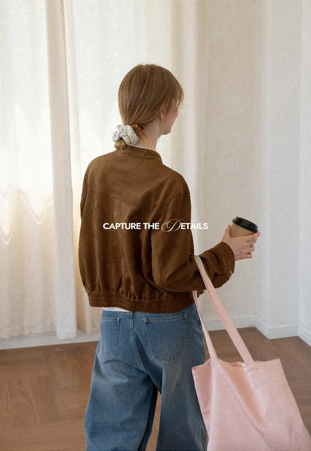 Suede Texture Stand Collar Zip Front Short Jacket