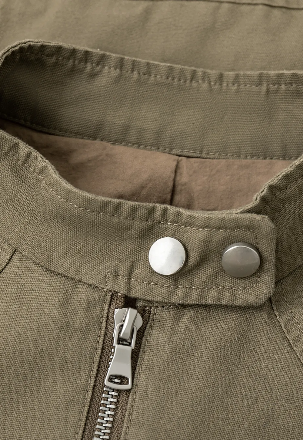 Cropped Stand Collar Zip Front Short Jacket