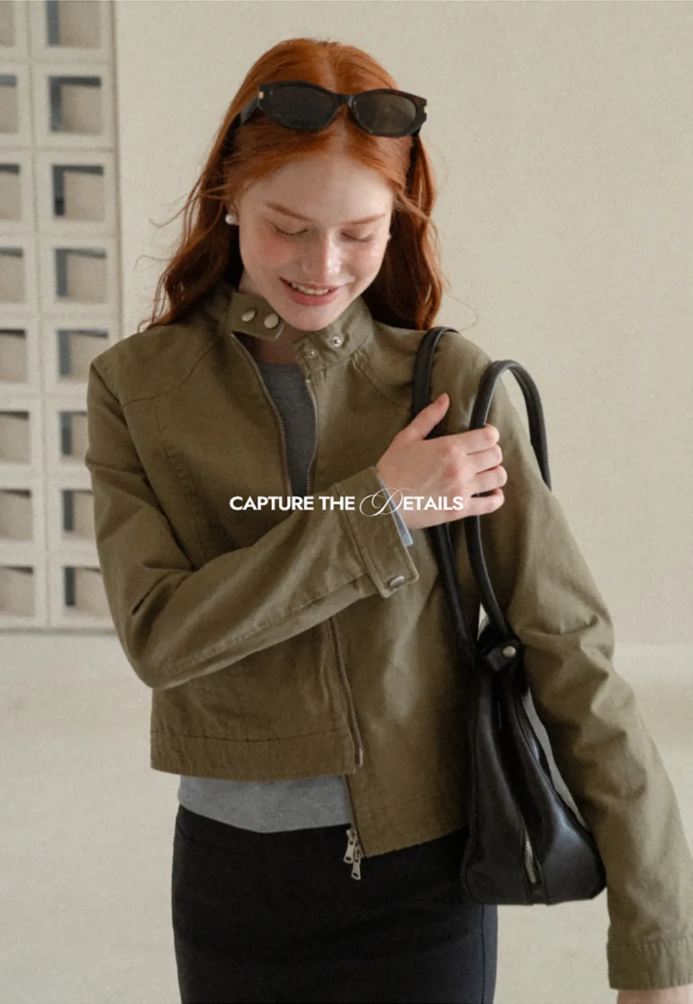 Cropped Stand Collar Zip Front Short Jacket