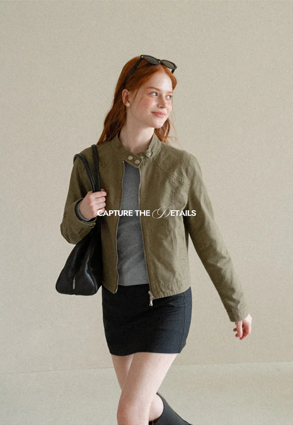 Cropped Stand Collar Zip Front Short Jacket