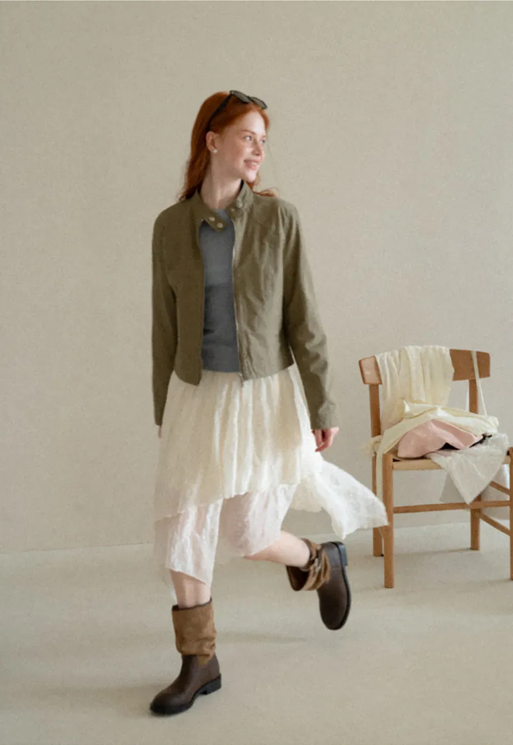 Cropped Stand Collar Zip Front Short Jacket