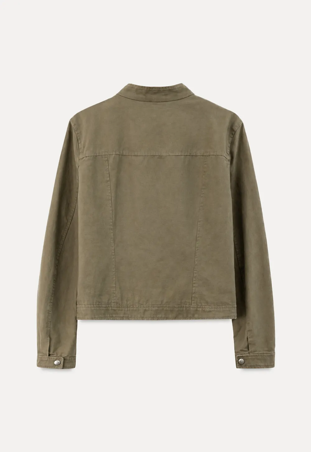 Cropped Stand Collar Zip Front Short Jacket