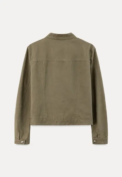 Cropped Stand Collar Zip Front Short Jacket