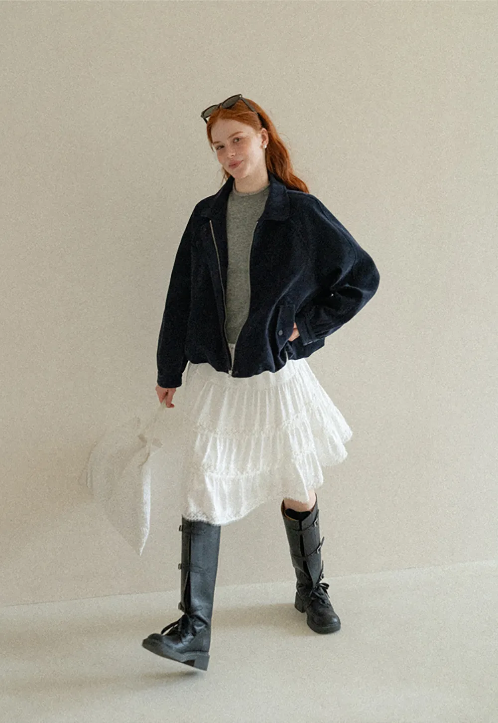Velvet Cropped Jacket with Zip Front and Patch Pockets