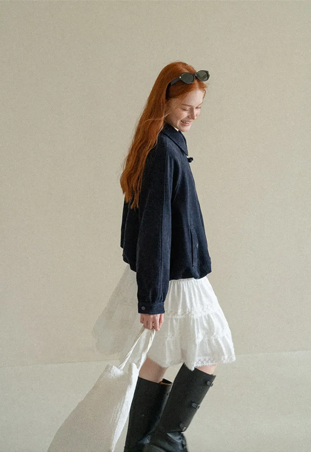 Velvet Cropped Jacket with Zip Front and Patch Pockets