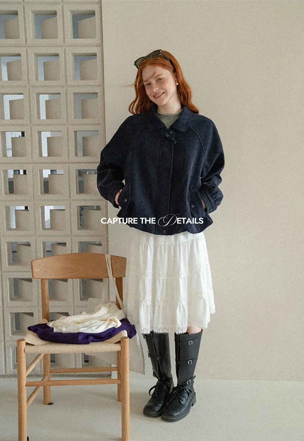 Velvet Cropped Jacket with Zip Front and Patch Pockets