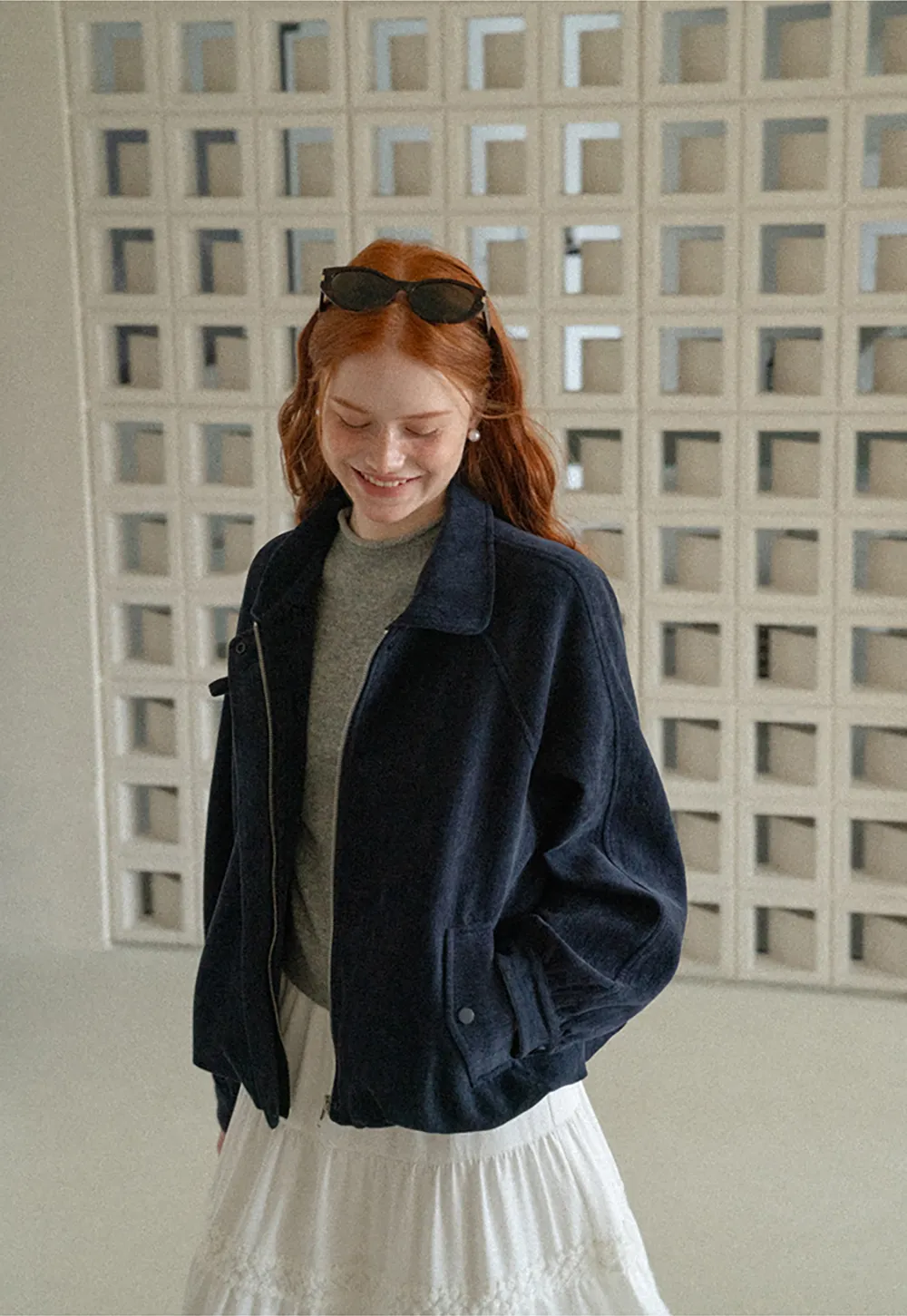 Velvet Cropped Jacket with Zip Front and Patch Pockets