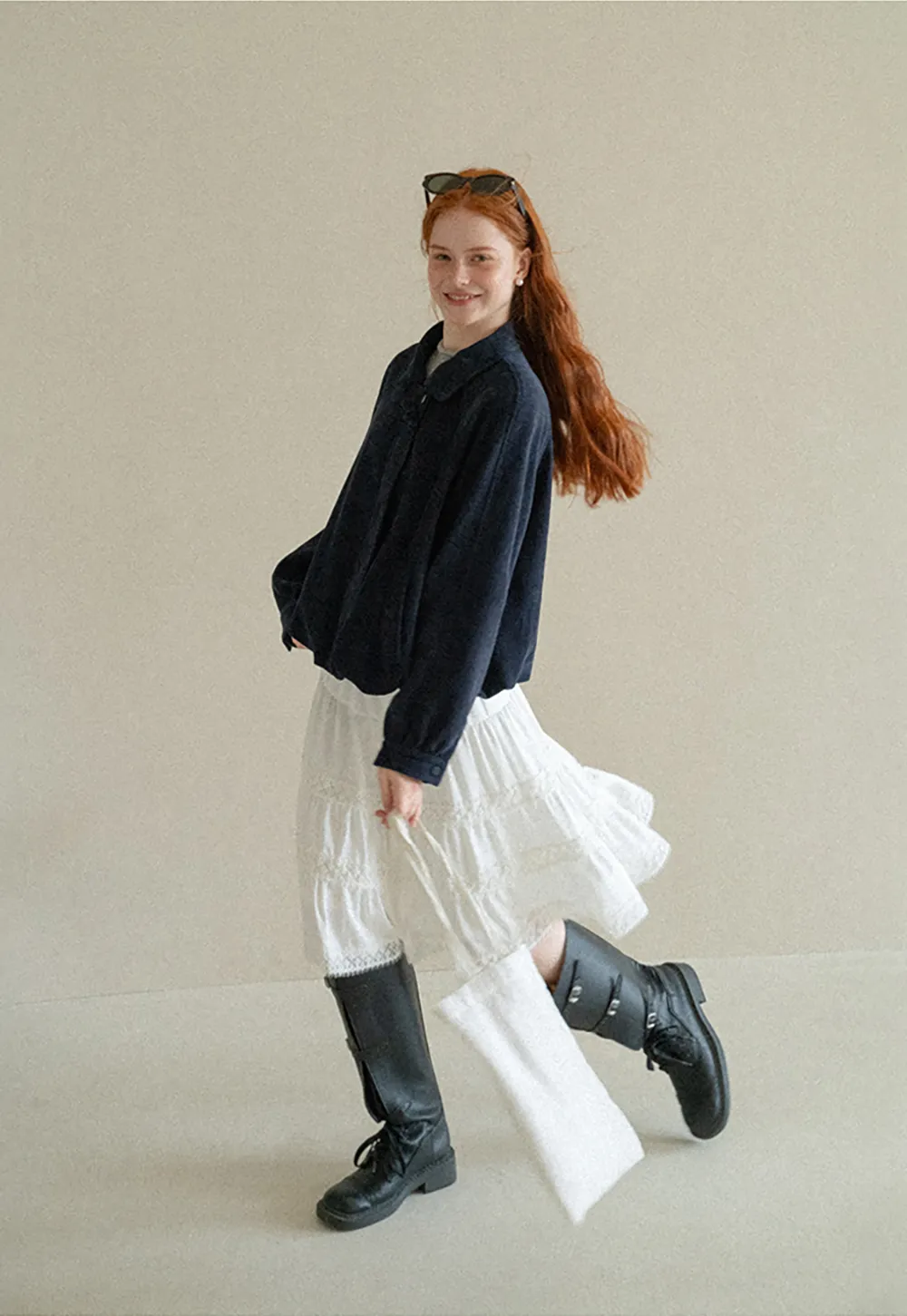 Velvet Cropped Jacket with Zip Front and Patch Pockets