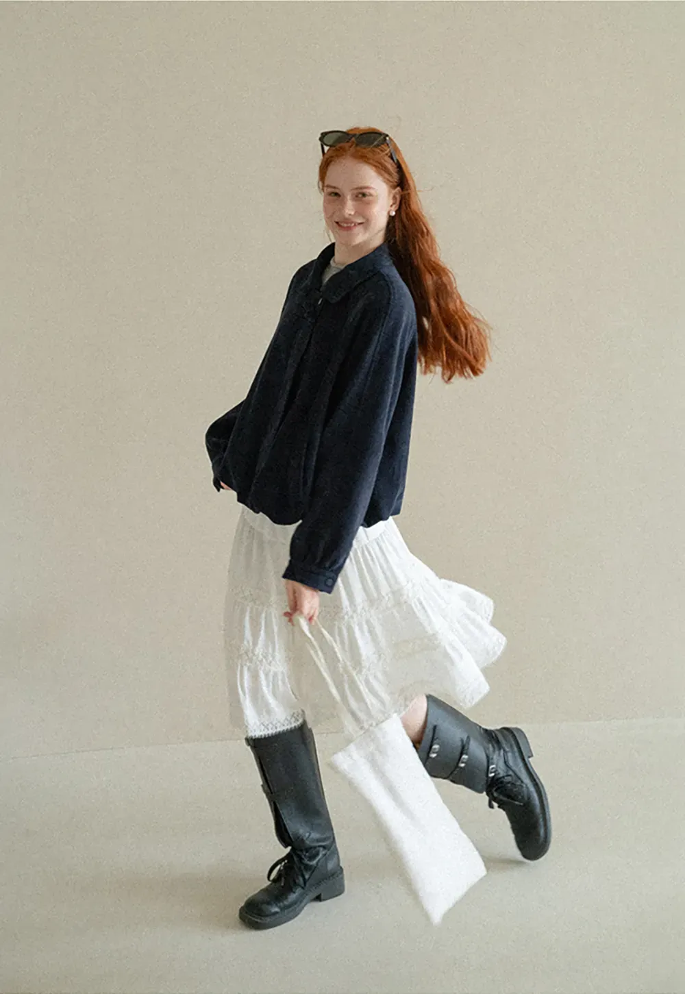 Velvet Cropped Jacket with Zip Front and Patch Pockets