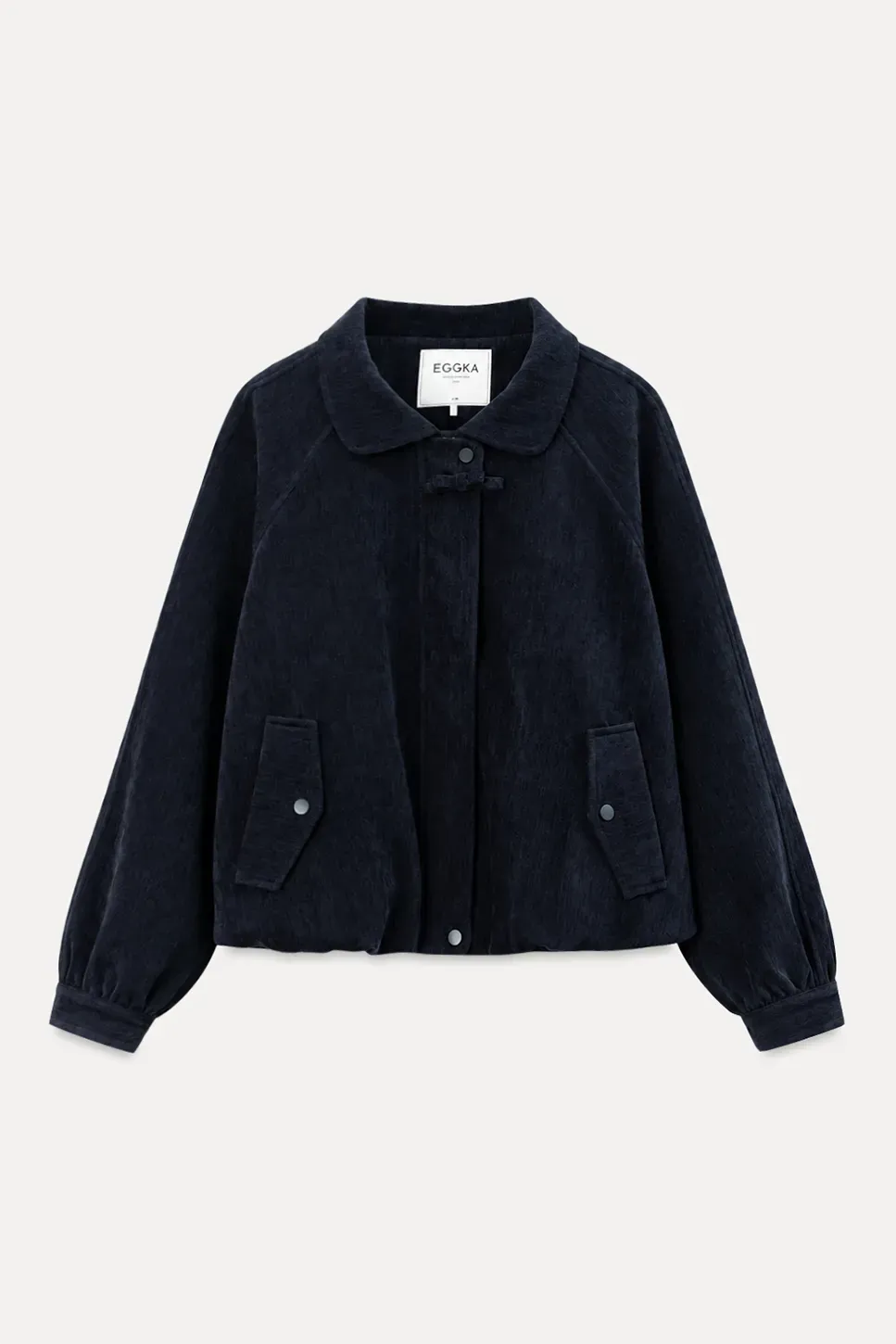 Velvet Cropped Jacket with Zip Front and Patch Pockets