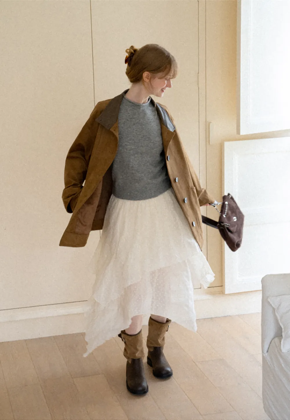 Suede Texture Oversized Short Jacket