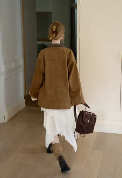 Suede Texture Oversized Short Jacket