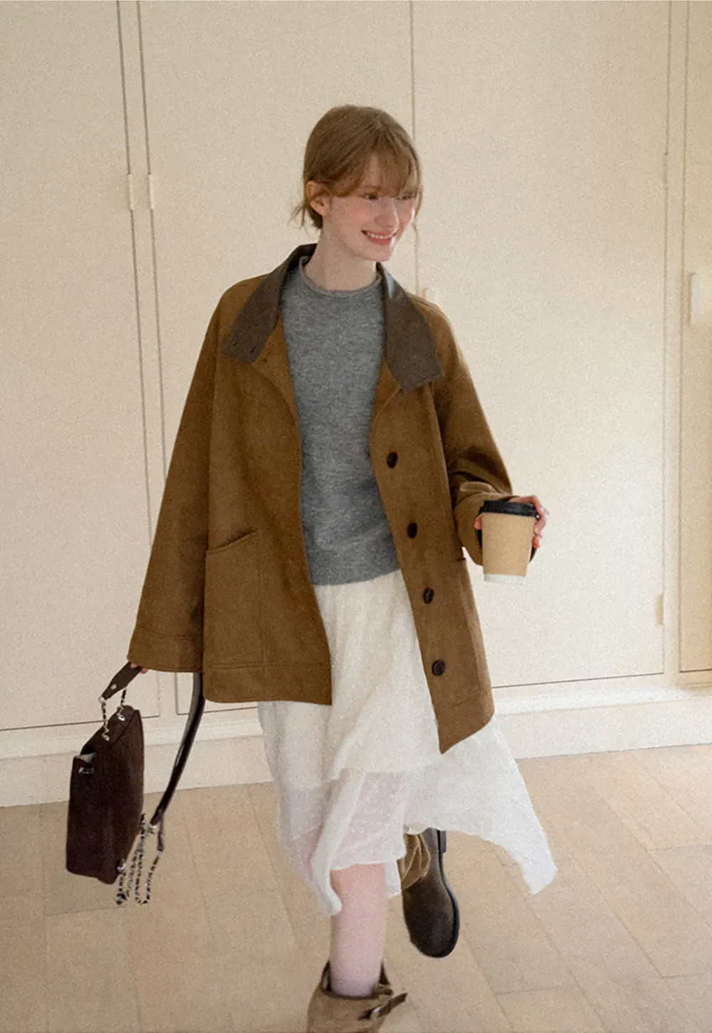 Suede Texture Oversized Short Jacket