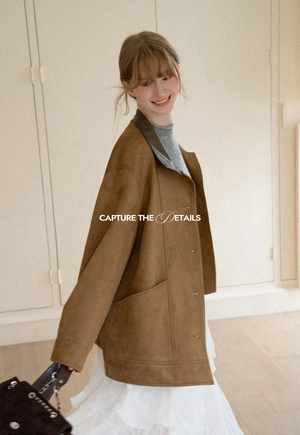Suede Texture Oversized Short Jacket