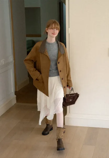 Suede Texture Oversized Short Jacket