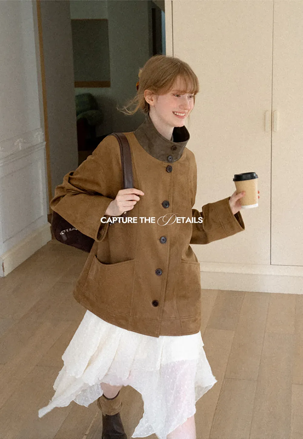Suede Texture Oversized Short Jacket