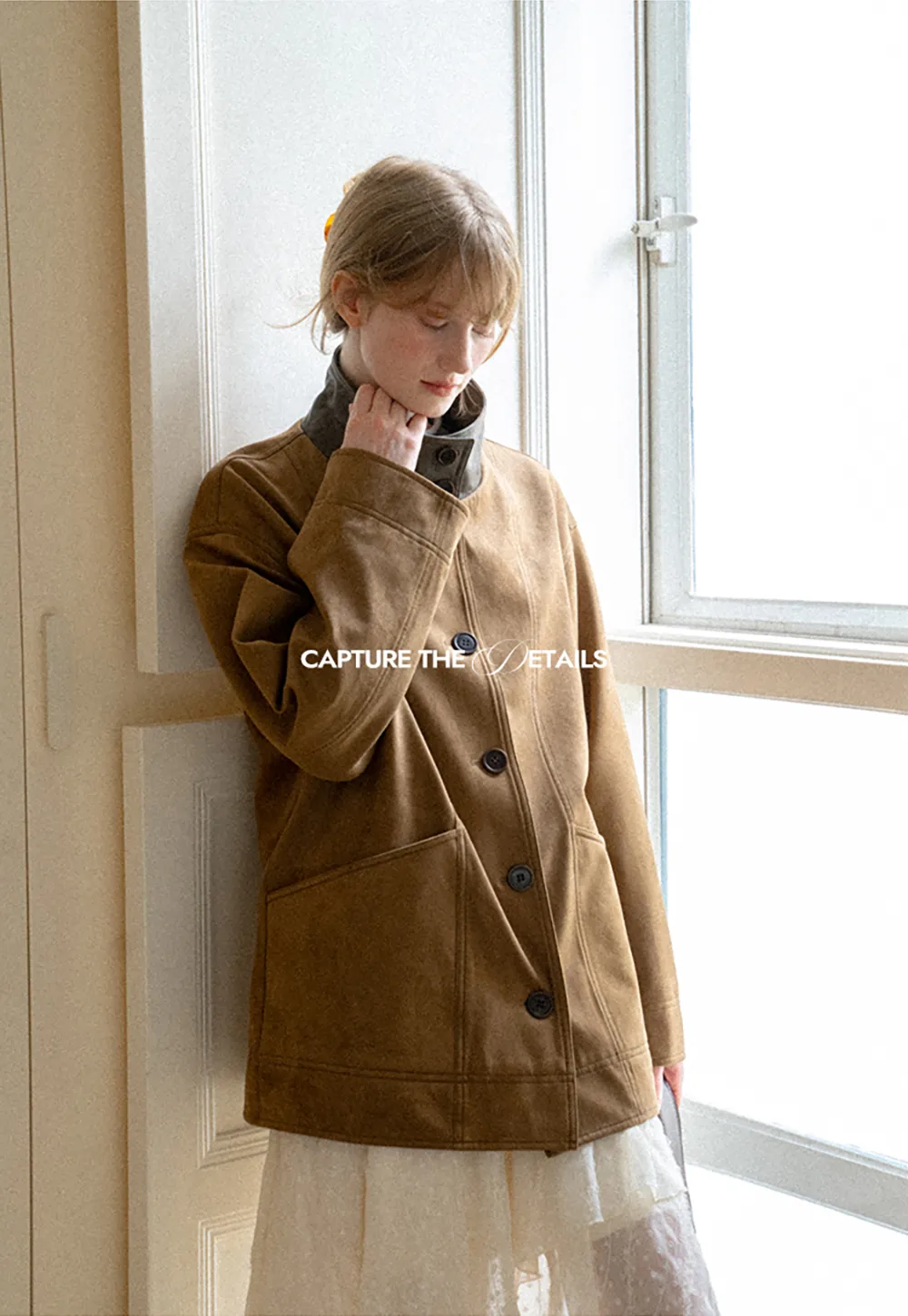 Suede Texture Oversized Short Jacket