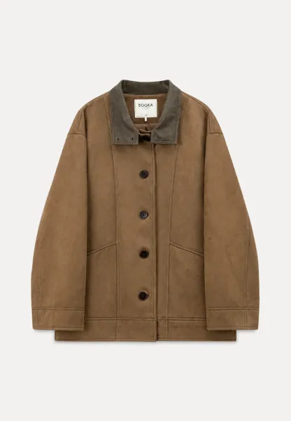 Suede Texture Oversized Short Jacket