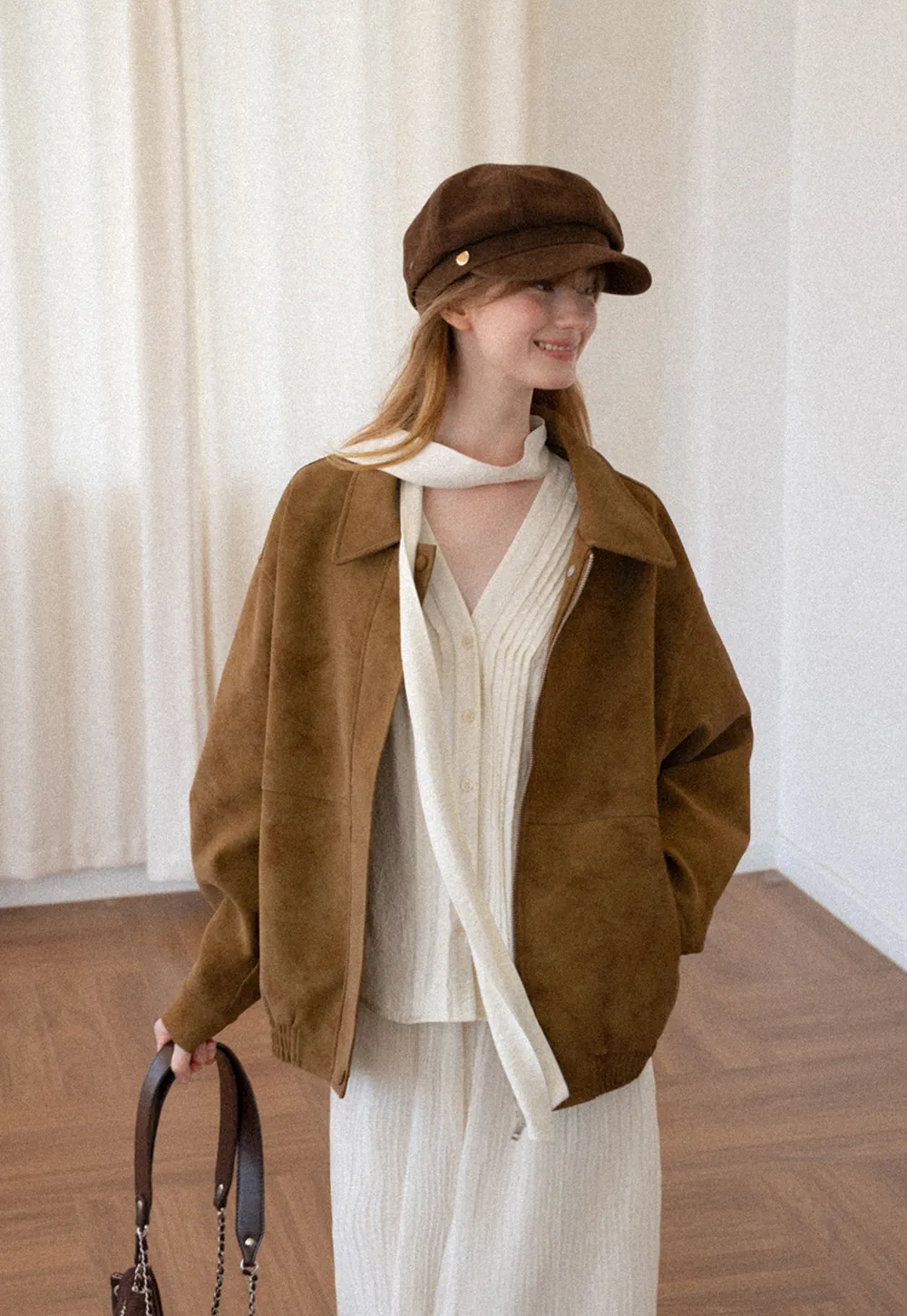 Suede Texture Oversized Short Jacket