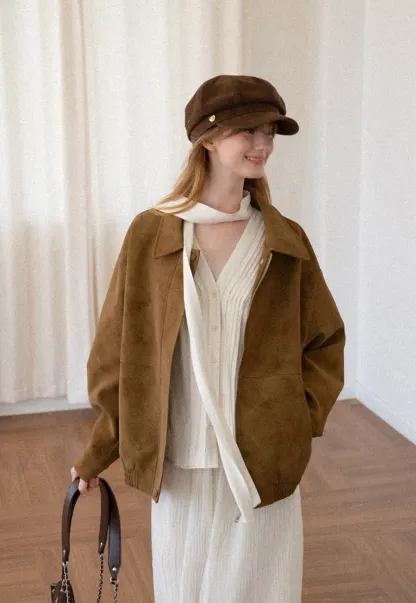 Suede Texture Oversized Short Jacket