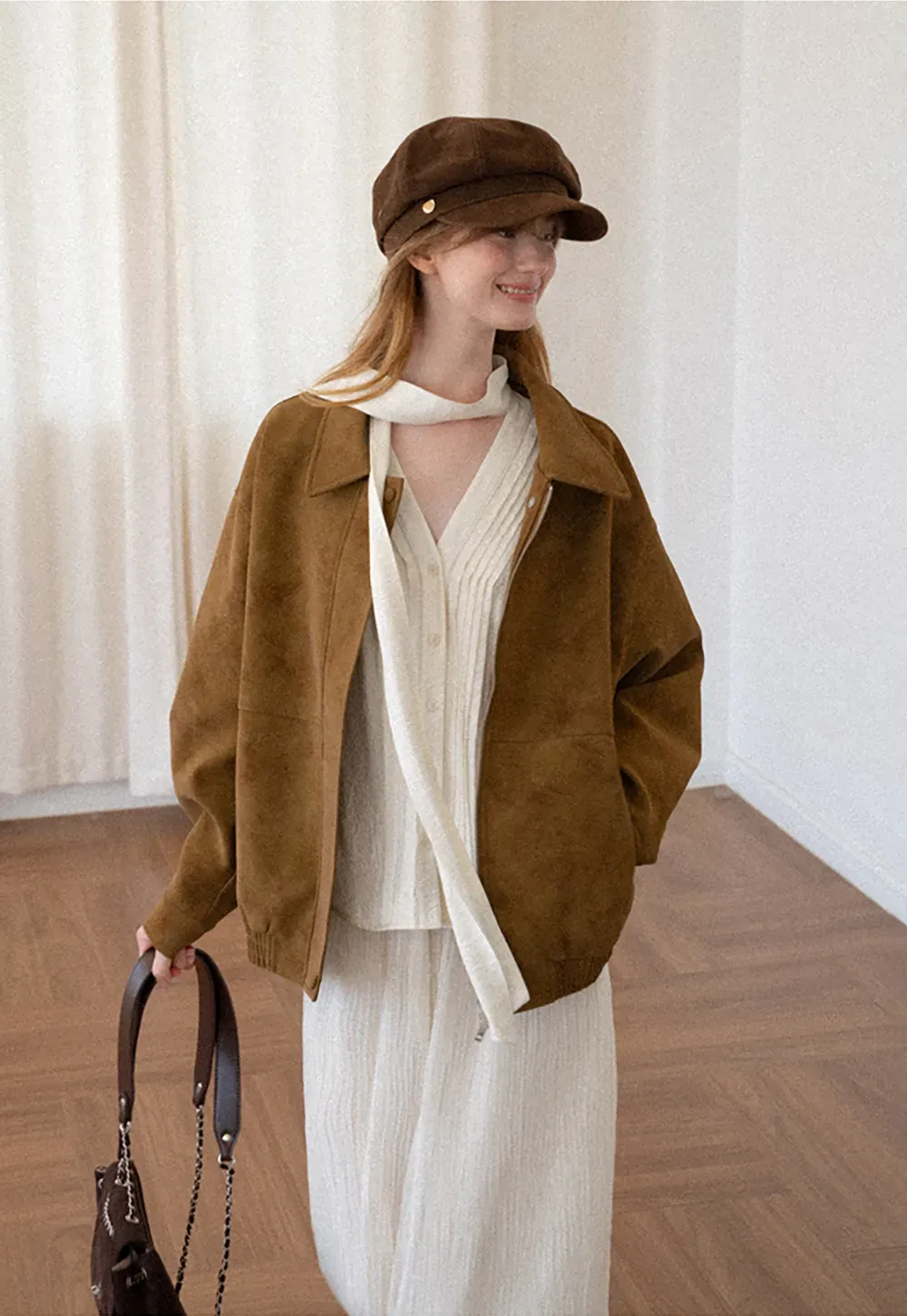 Suede Texture Oversized Short Jacket