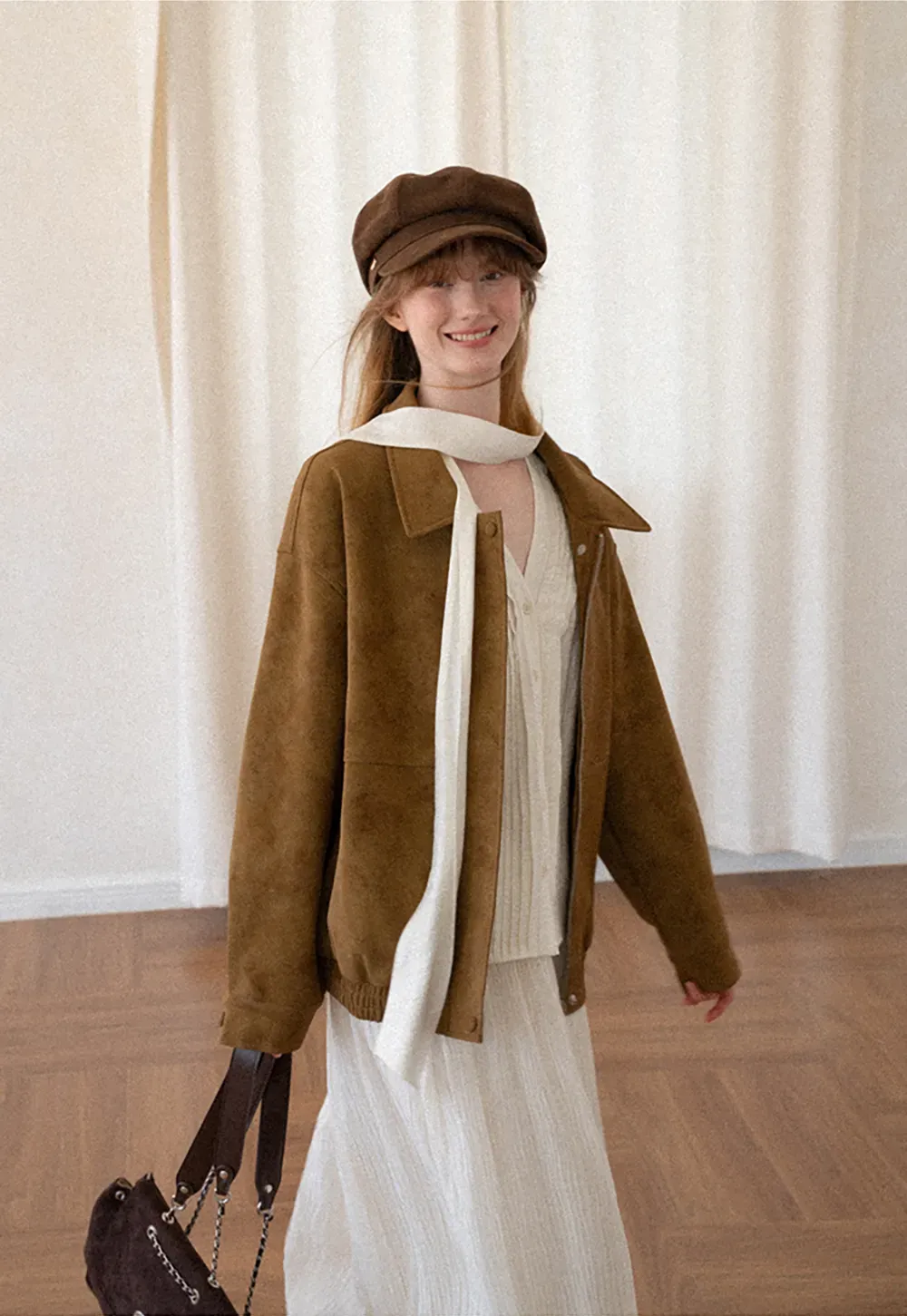 Suede Texture Oversized Short Jacket