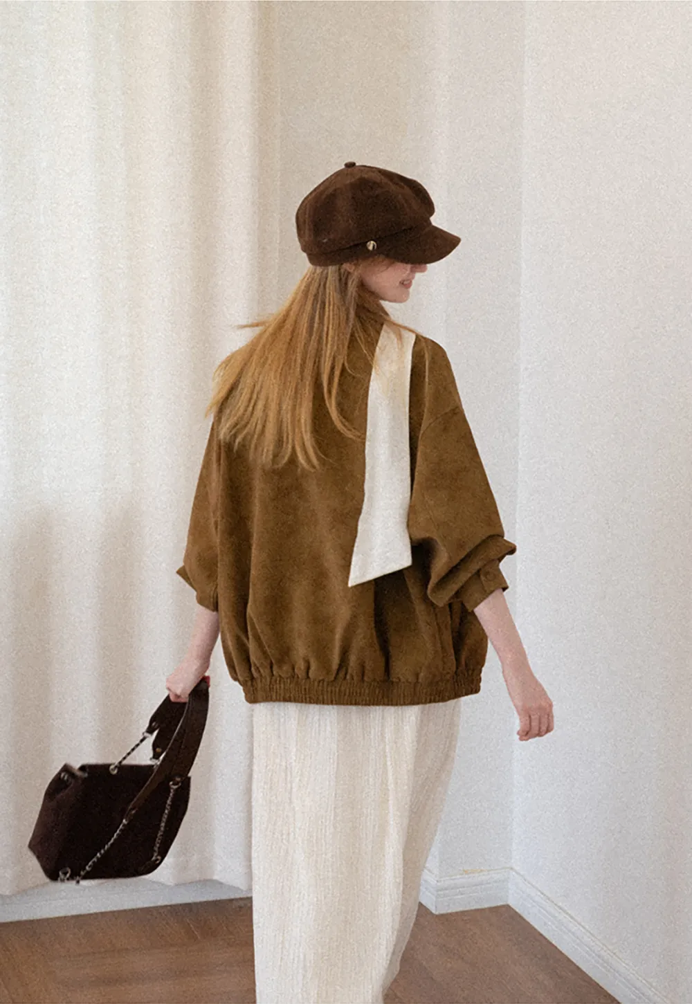 Suede Texture Oversized Short Jacket