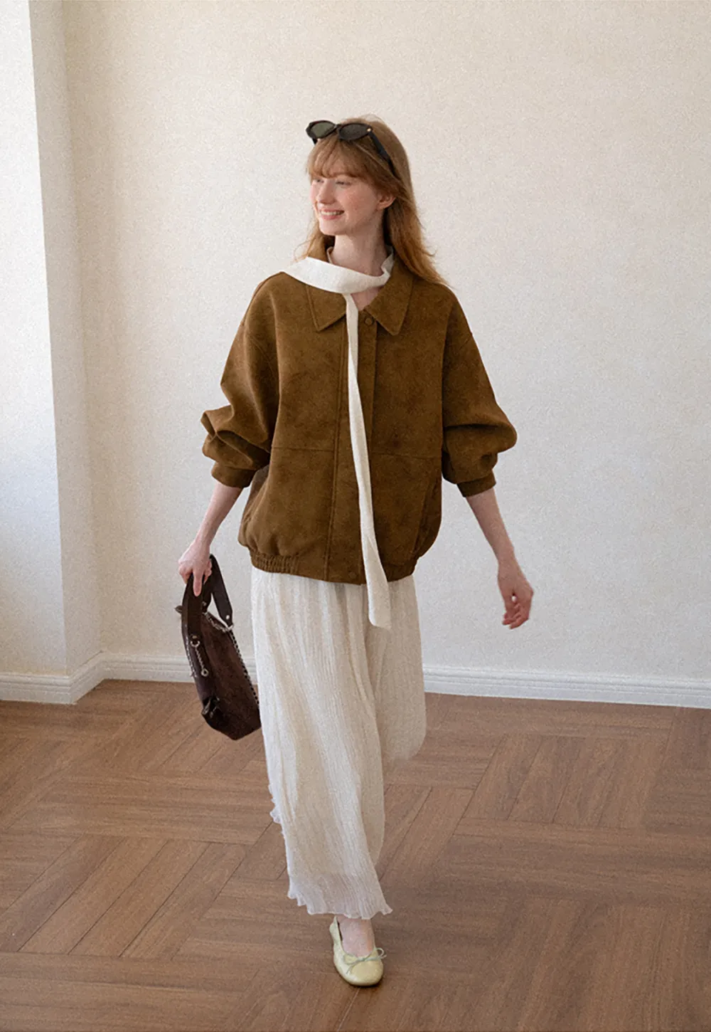 Suede Texture Oversized Short Jacket