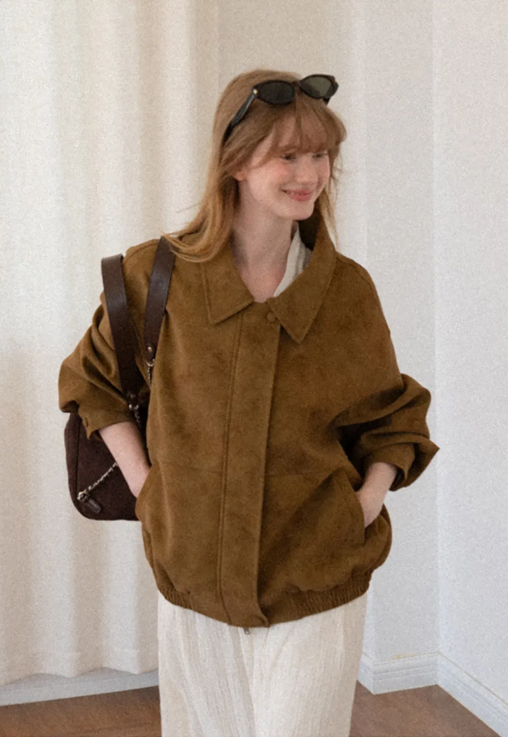 Suede Texture Oversized Short Jacket