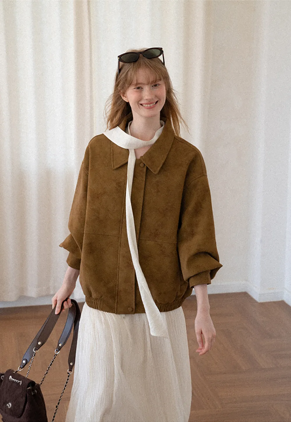 Suede Texture Oversized Short Jacket