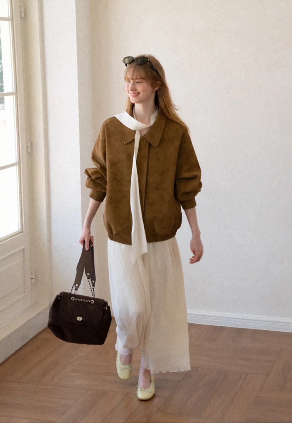 Suede Texture Oversized Short Jacket