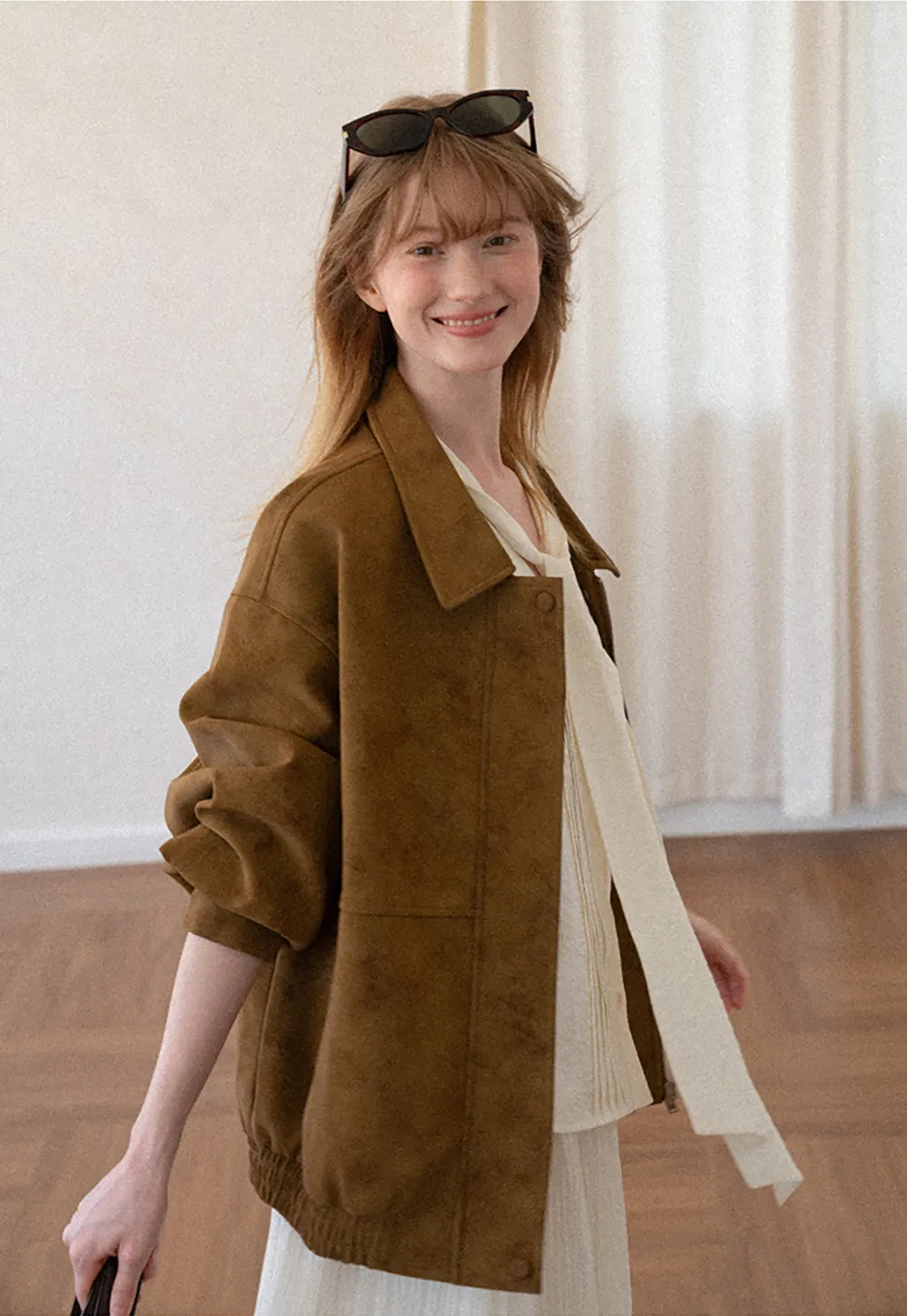 Suede Texture Oversized Short Jacket