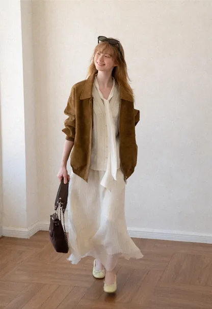 Suede Texture Oversized Short Jacket