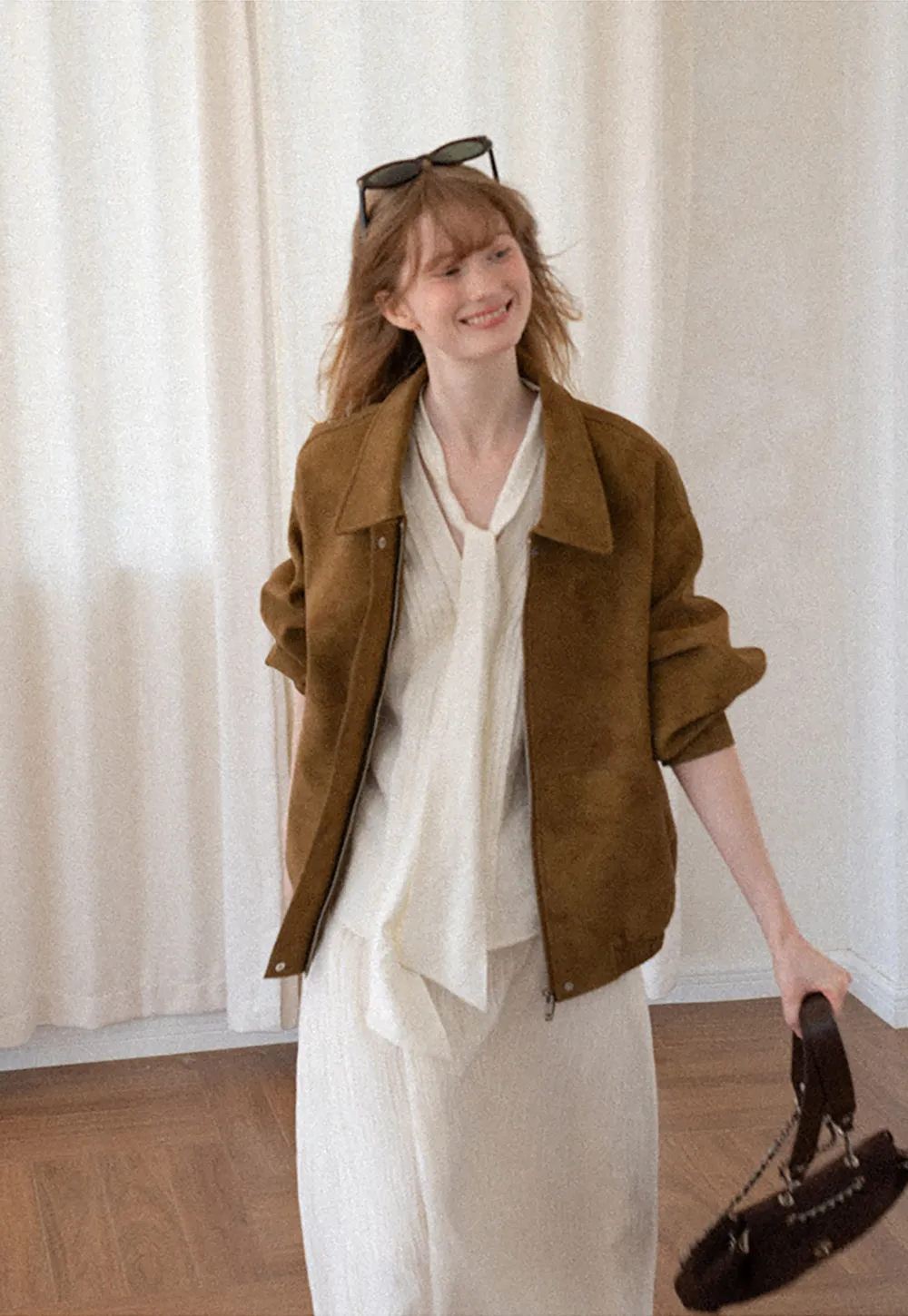 Suede Texture Oversized Short Jacket