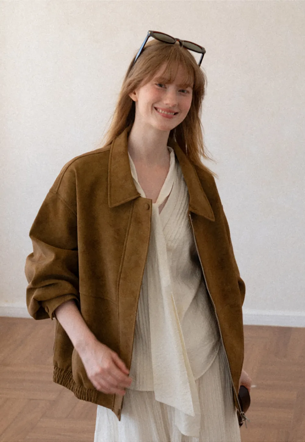 Suede Texture Oversized Short Jacket