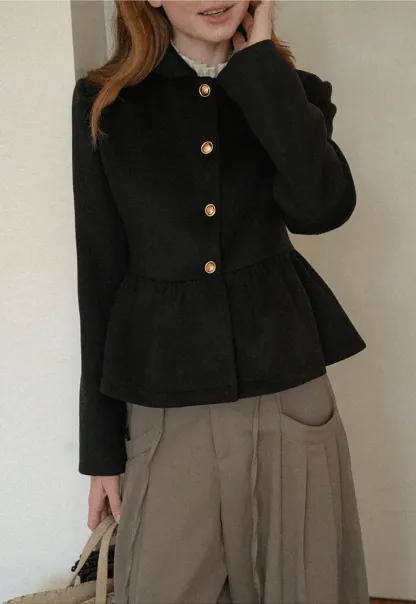 Peplum Hem Single Breasted Short Jacket