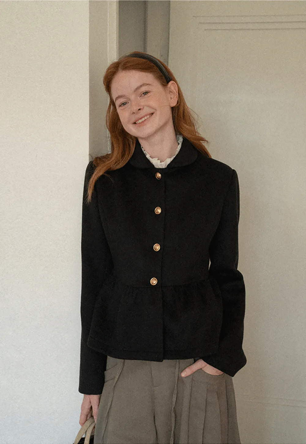 Peplum Hem Single Breasted Short Jacket