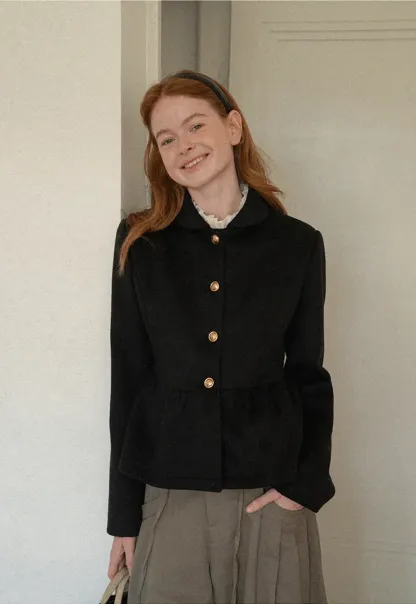 Peplum Hem Single Breasted Short Jacket