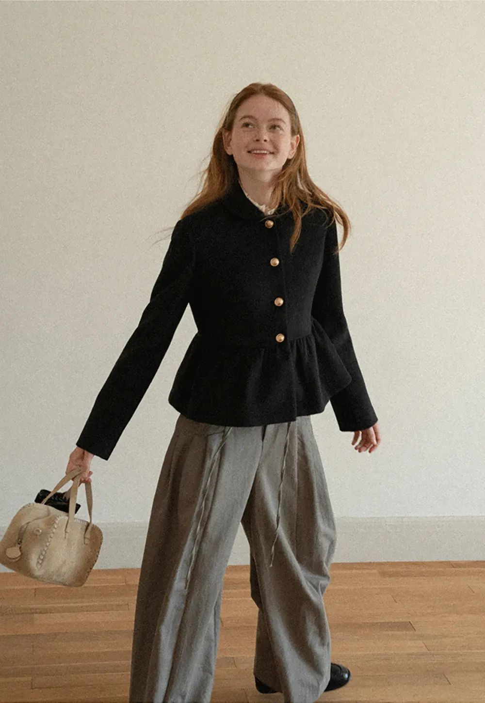 Peplum Hem Single Breasted Short Jacket