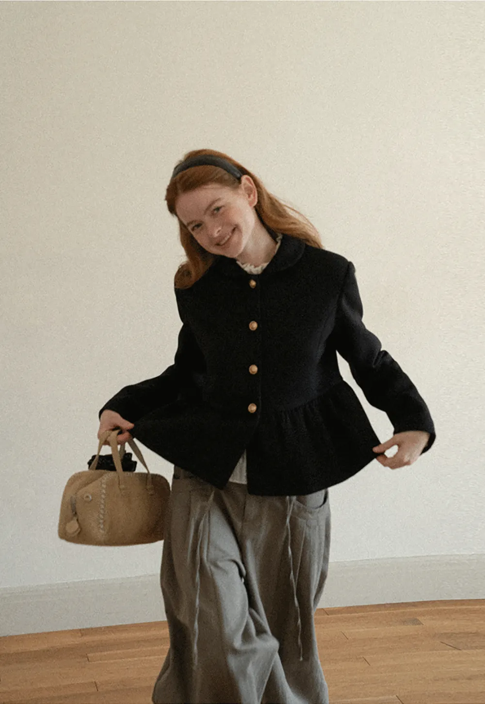 Peplum Hem Single Breasted Short Jacket
