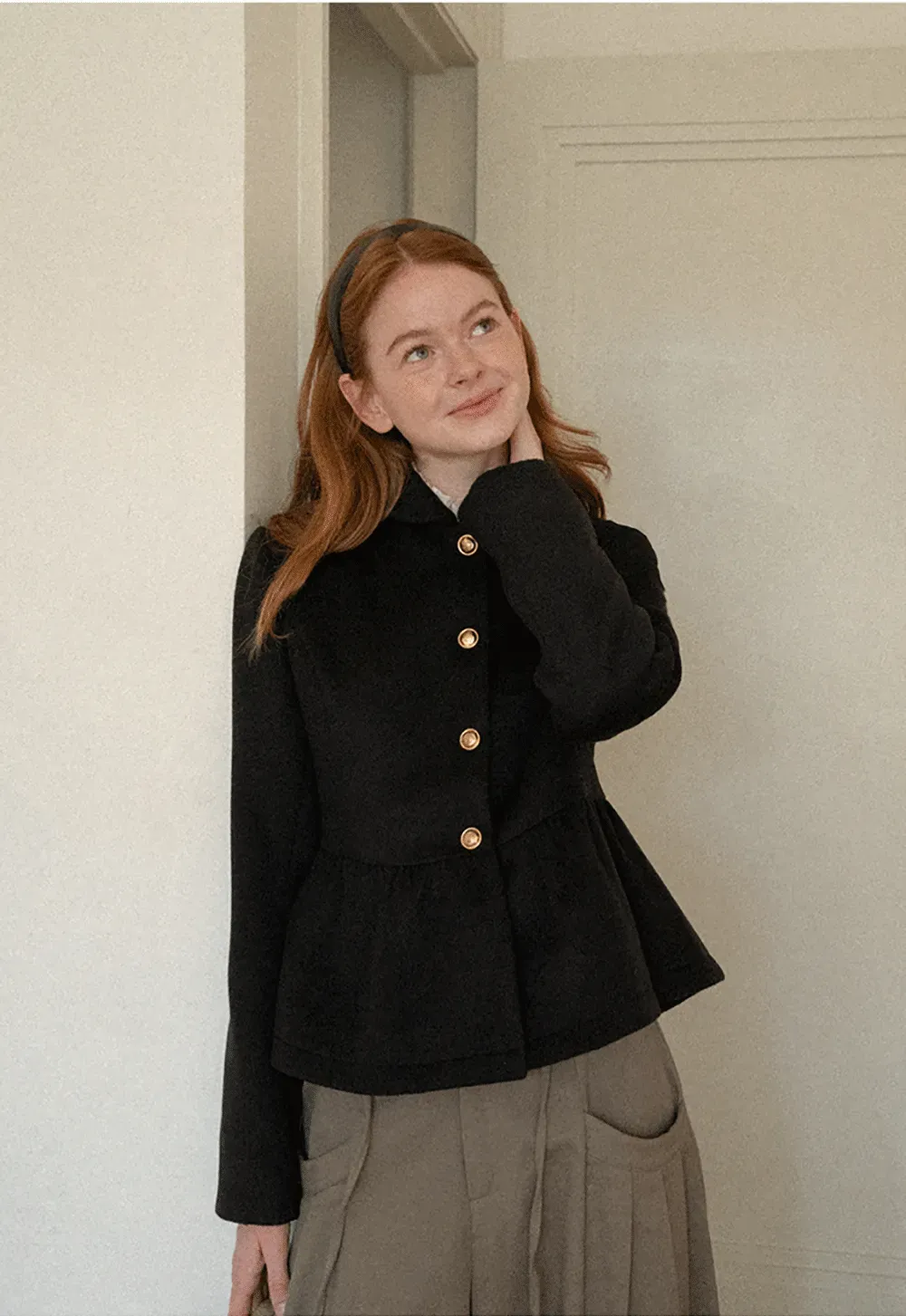Peplum Hem Single Breasted Short Jacket