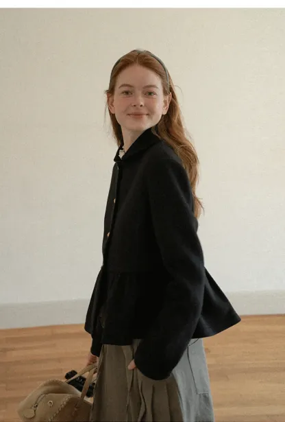 Peplum Hem Single Breasted Short Jacket